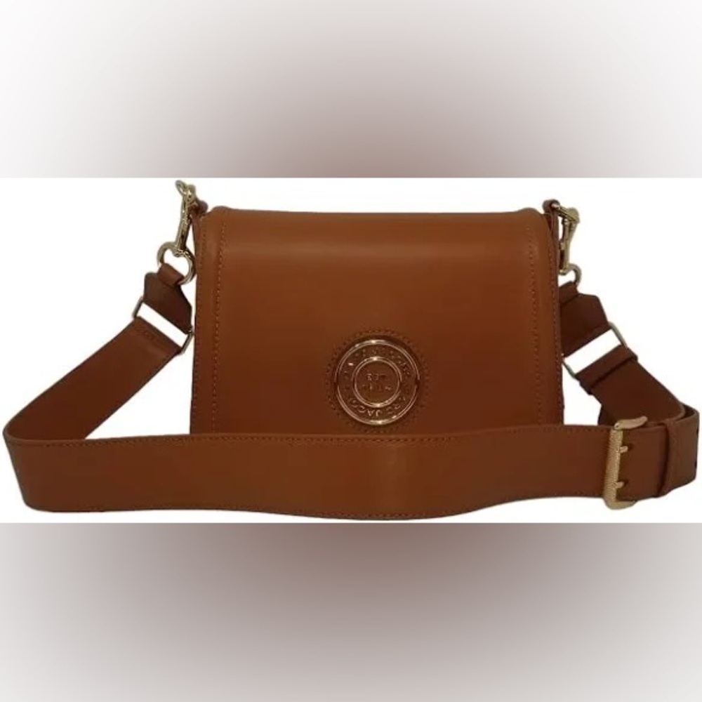 !SOLD! Marc Jacobs Cognac Leather Messenger Shoulder/Crossbody Bag wAdjust Strap - Picture 2 of 10